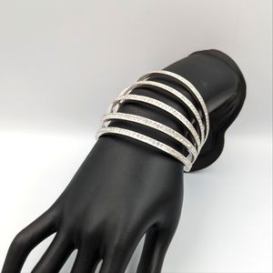 Nadri Rhodium Plated Pave Crystal Cuff Bracelet